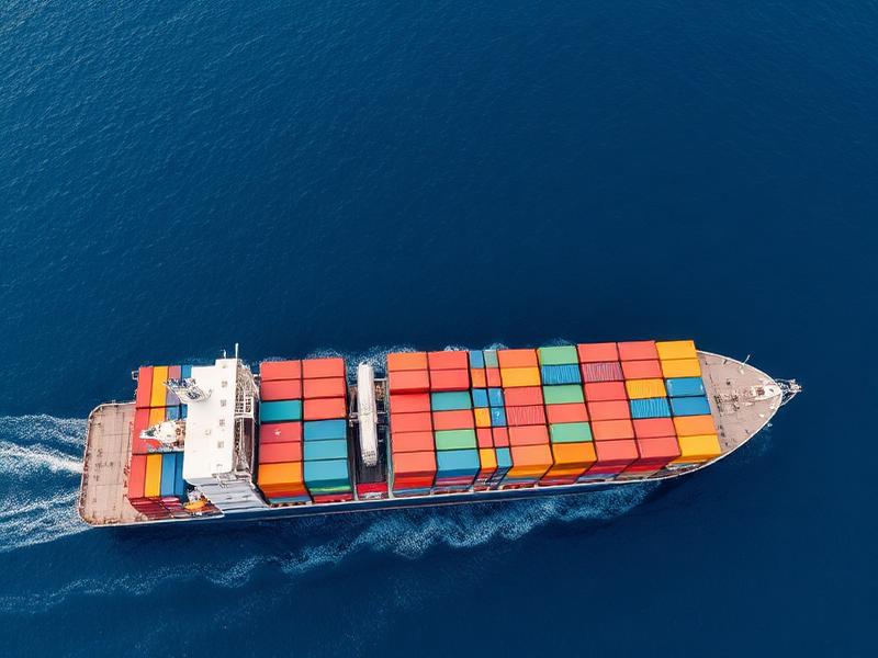 Container ship at sea